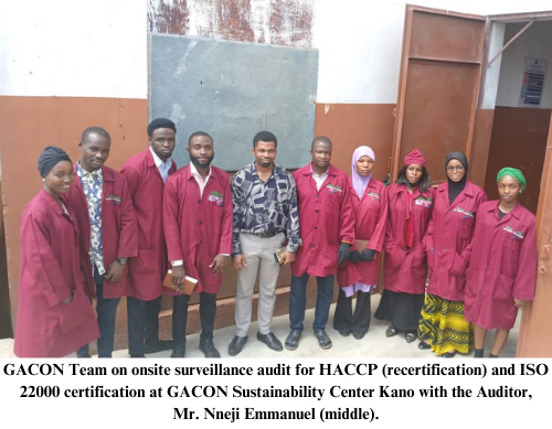 Onsite Surveillance Audit for HACCP (recertification) and ISO 22000 Certification at GACON Sustainability Center Kano